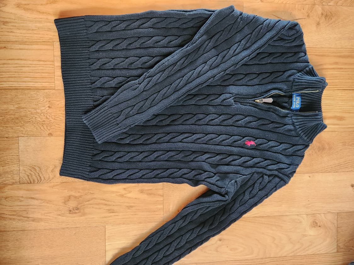 폴로 반집업 꽈배기 니트 블랙 상품이미지1