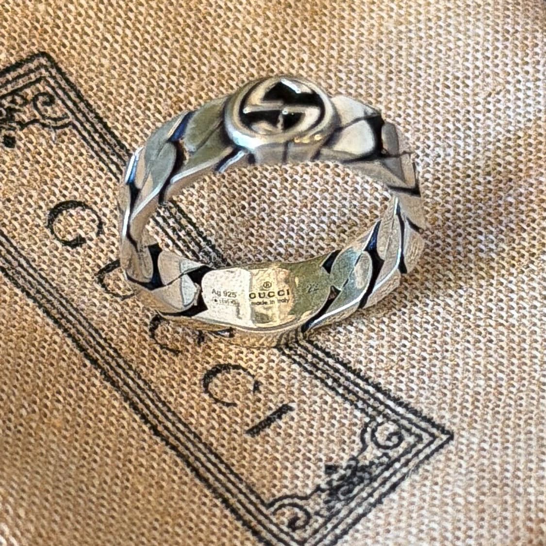 구찌 인터로킹 G 와이드 실버 925 반지 상품이미지6