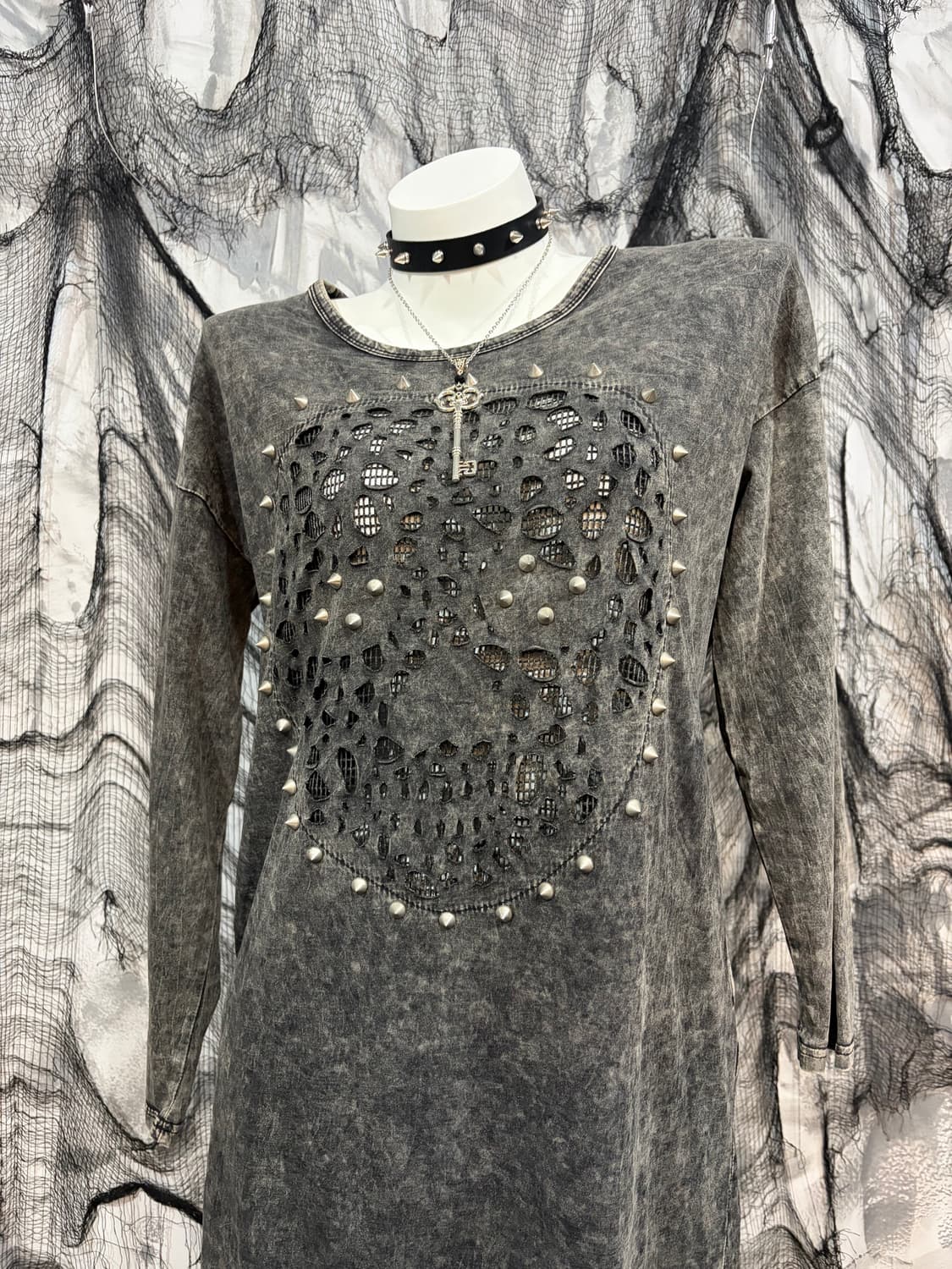 Rockchic Grunge studs mesh one-piece 상품이미지5