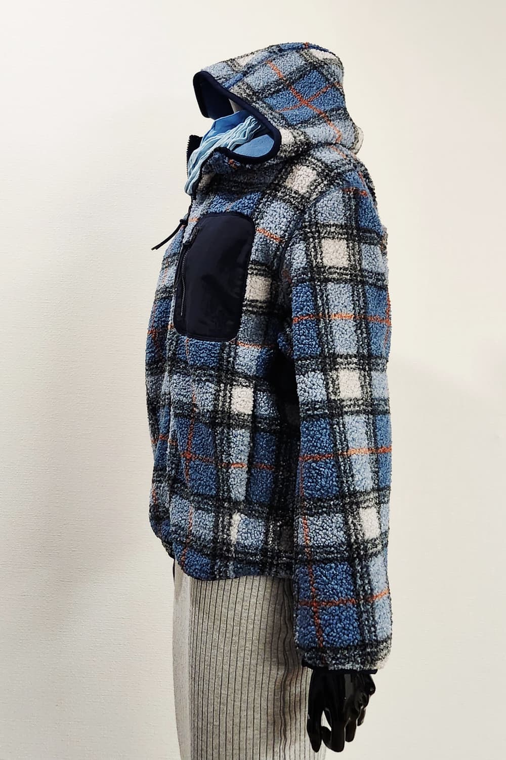 블루그레이체크 뽀글이  상품이미지3