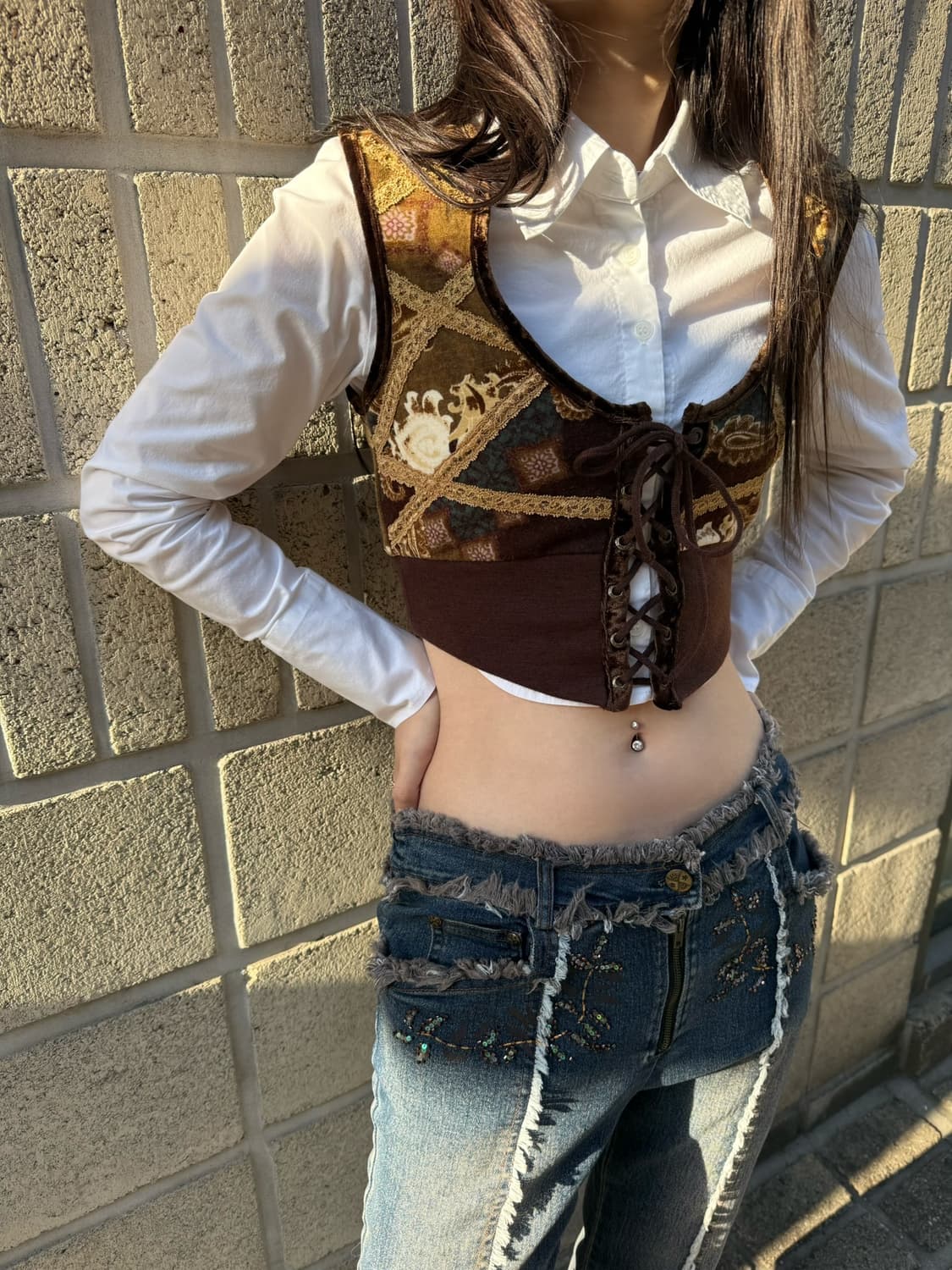 오즈온 보헤미안 무드 코르셋 슬리브리스 상품이미지6