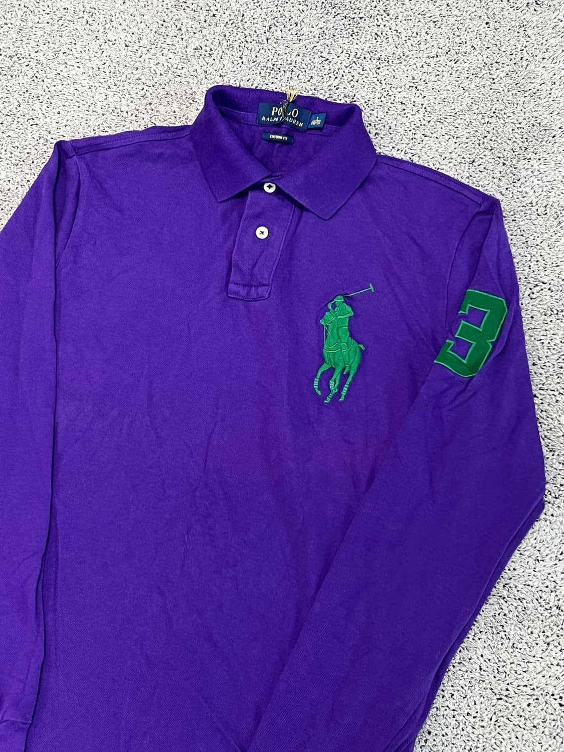 (S) 폴로 랄프로렌 커스텀핏 빅포니 카라 긴팔 티 퍼플 상품이미지2