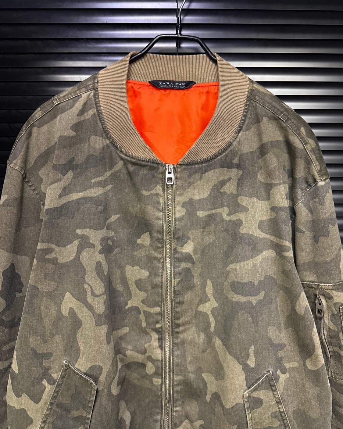 자라 카모 봄버 블루종 ma-1 항공 점퍼 코튼 빈티지 워싱 밀리터리 L 상품이미지3