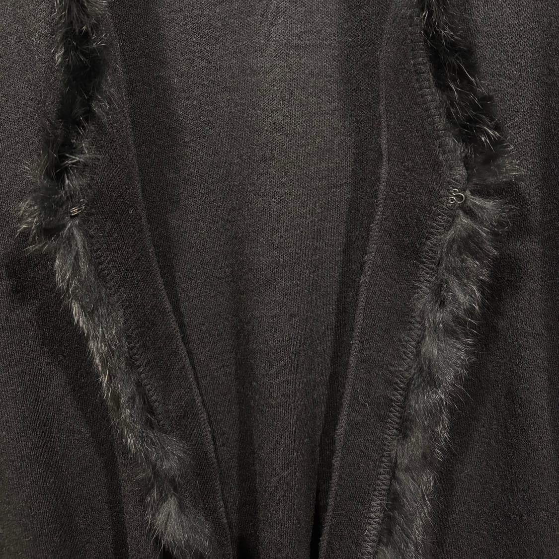 일본 빈티지 블랙 래빗 퍼 트리밍 원버튼 가디건 상품이미지6