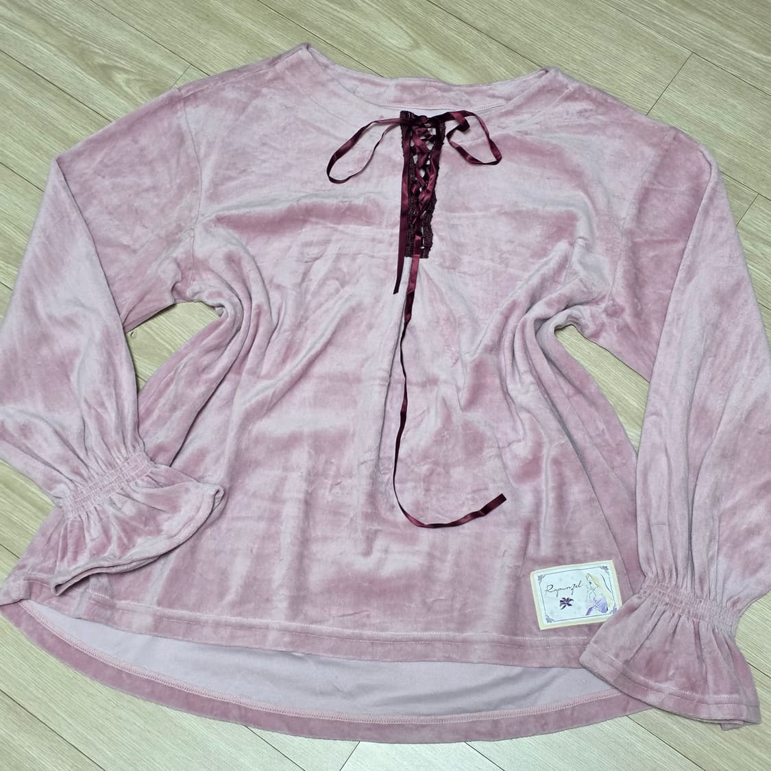 JP DISNEY) 벨르메종 라푼젤 핑크 벨벳 레이스 코르셋 블라우스 상품이미지4