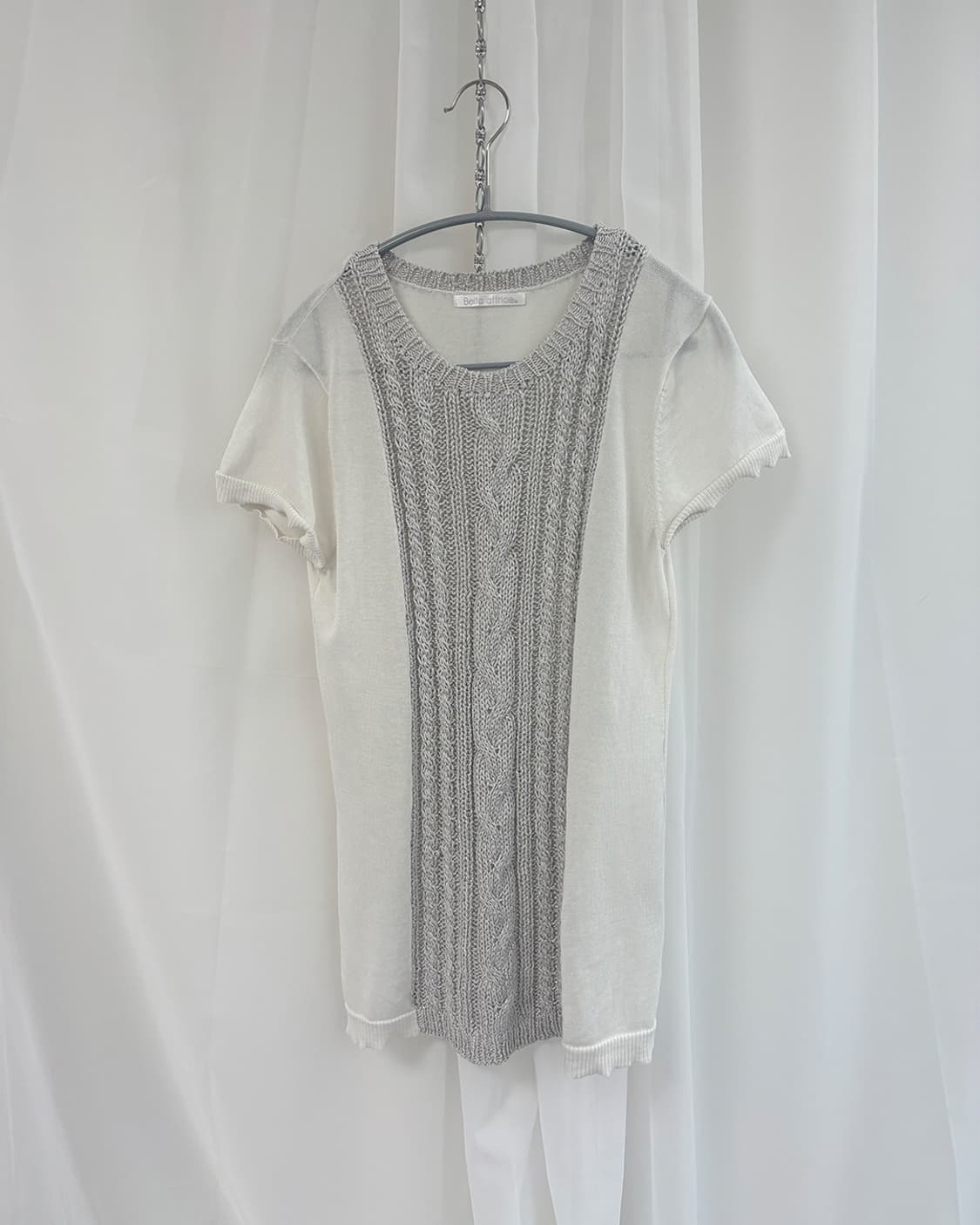 Bella Attrice 꽈배기 배색 반팔 썸머 니트 상품이미지4