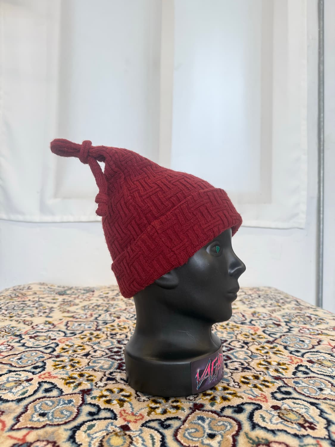 빈티지 골지 사각비니 Burgundy Knot Knit Beanie 상품이미지4
