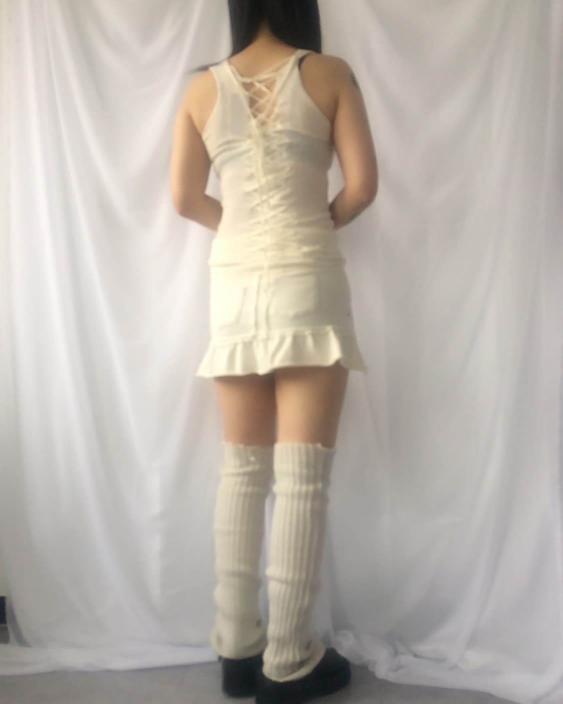 Back lace up point ribbed sleeveless 상품이미지7