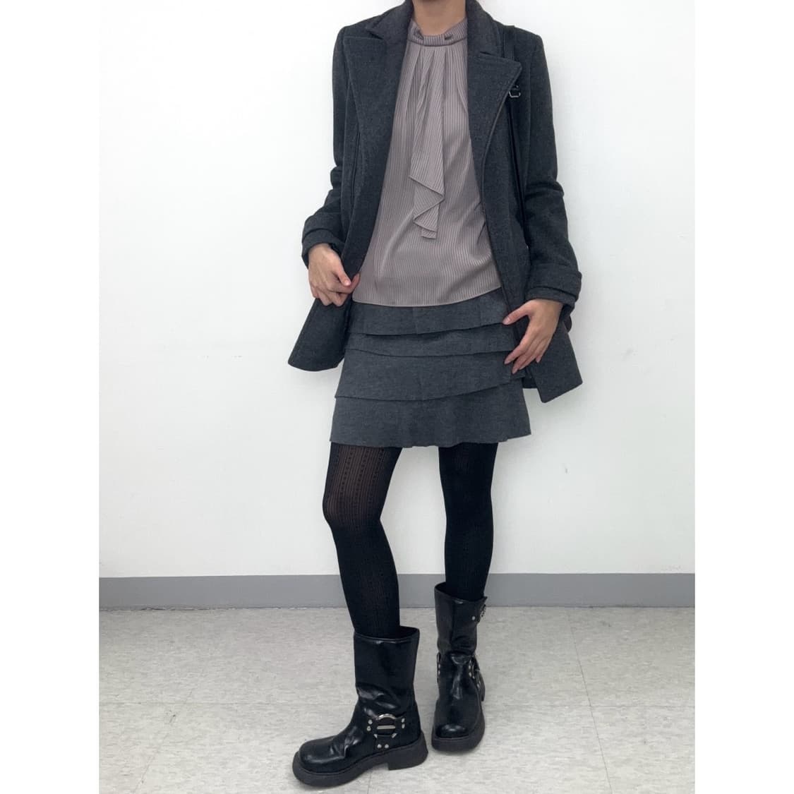 빈티지 그레이 울 스커트 상품이미지1