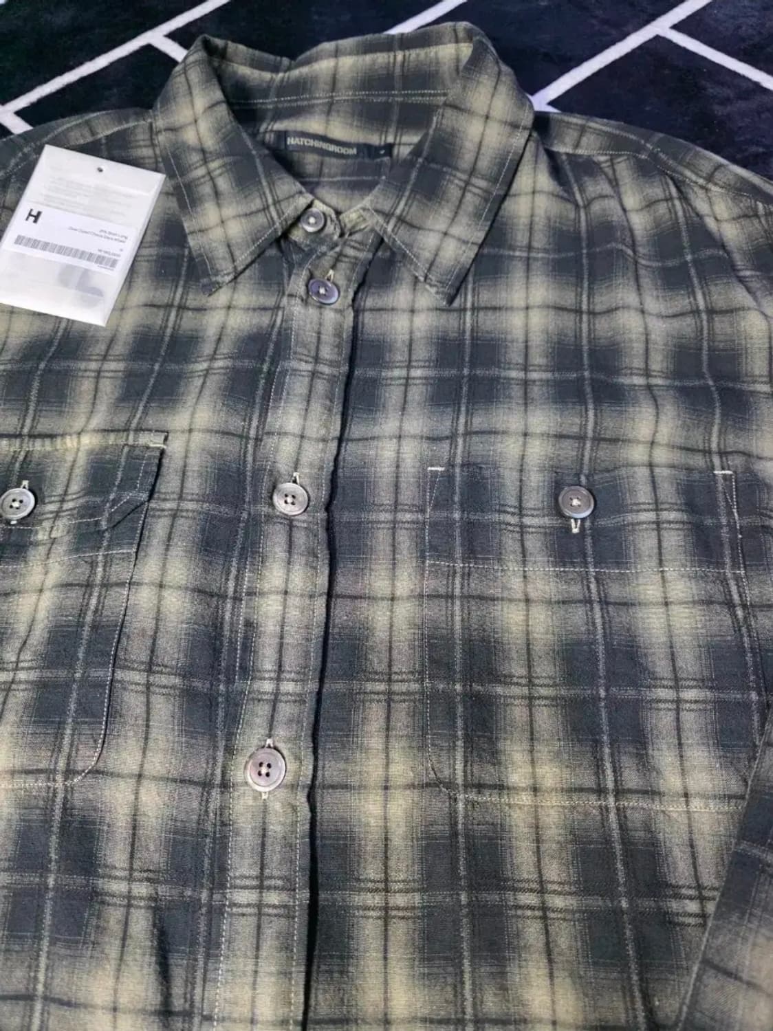 해칭룸 2pk 오버다이드 체크 셔츠 다크 카키 4(L) 상품이미지2
