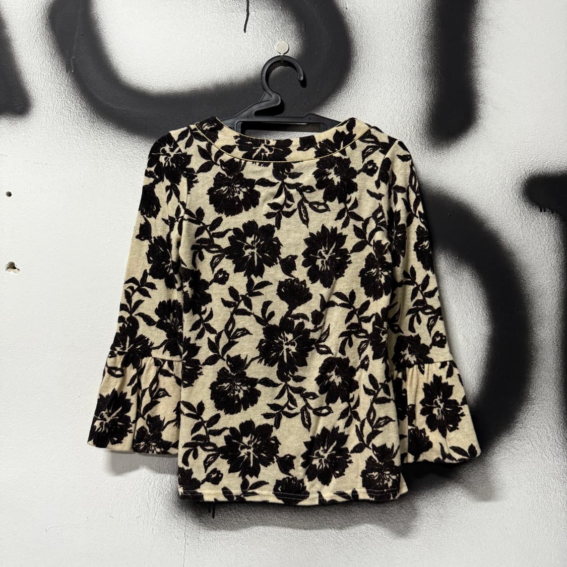 VTG 빈티지 오리엔탈 패턴 셔링 니트 블라우스 상품이미지2
