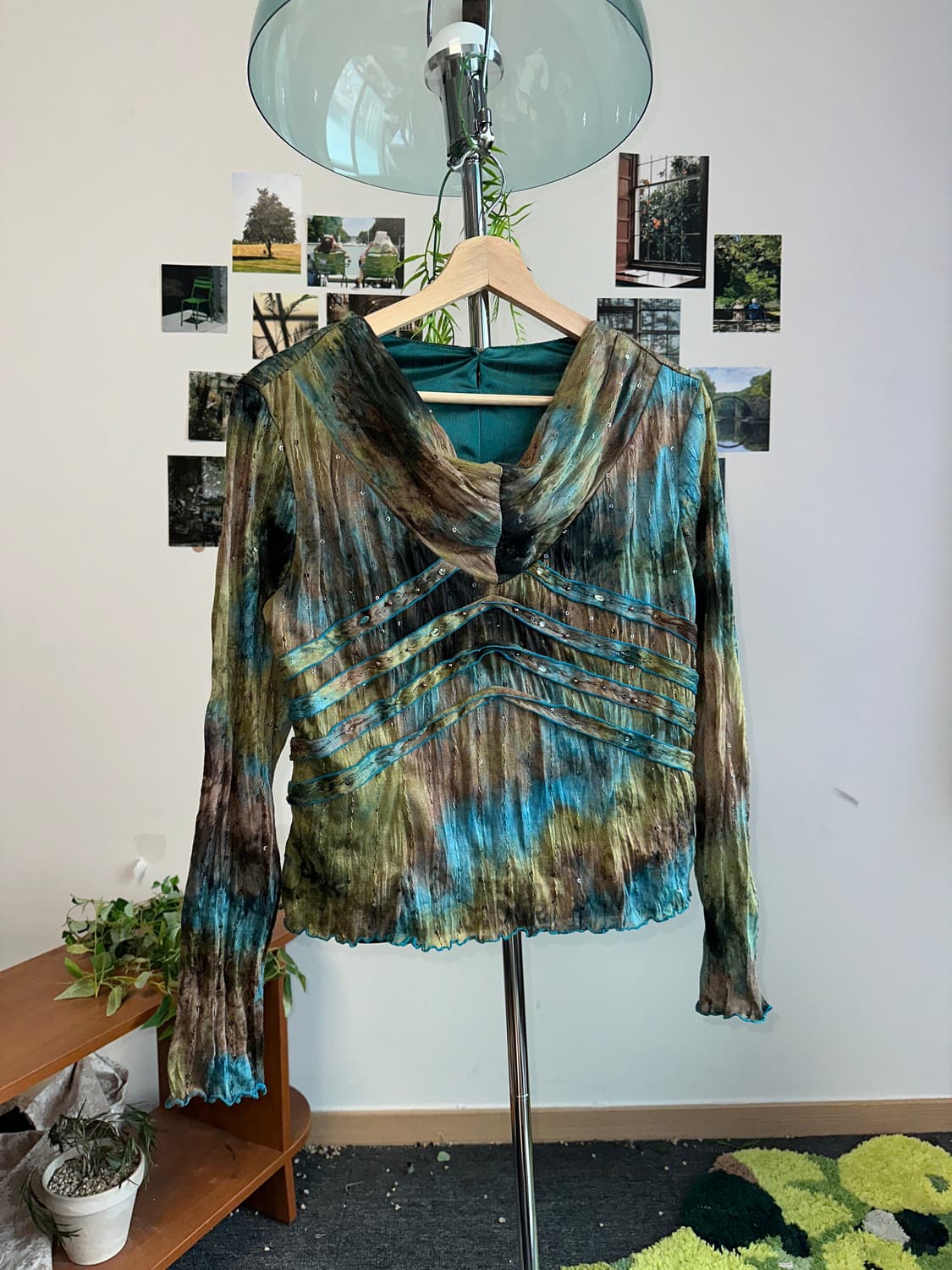 Blue brown tie dye velvet bl 상품이미지4
