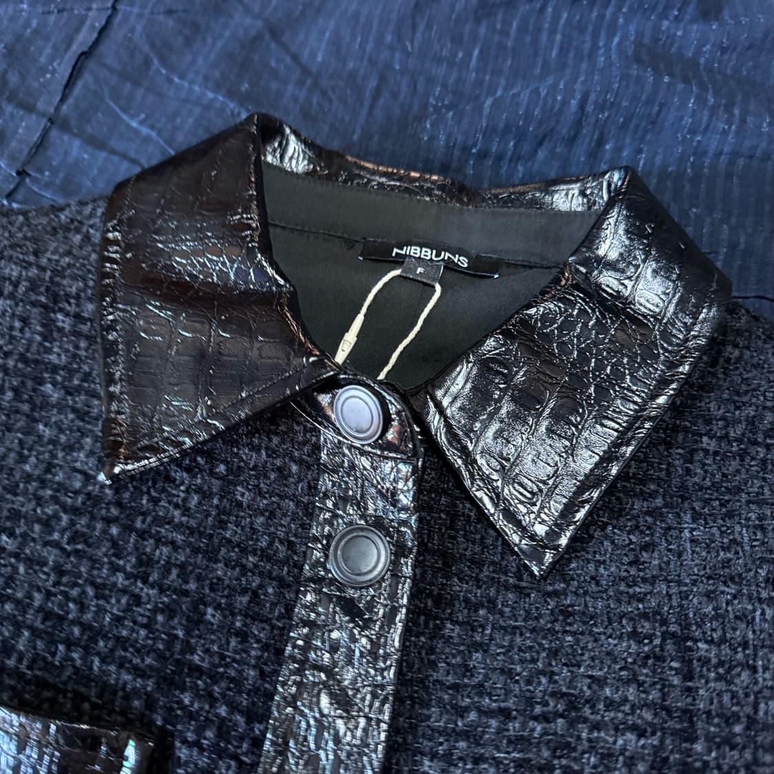 니쁜스 벨벳 트위드 & 레더 원피스 F 상품이미지2