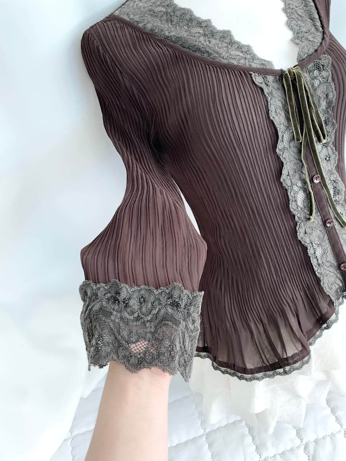 일본빈티지 초콜릿 페어리 레이스 가디건 상품이미지6