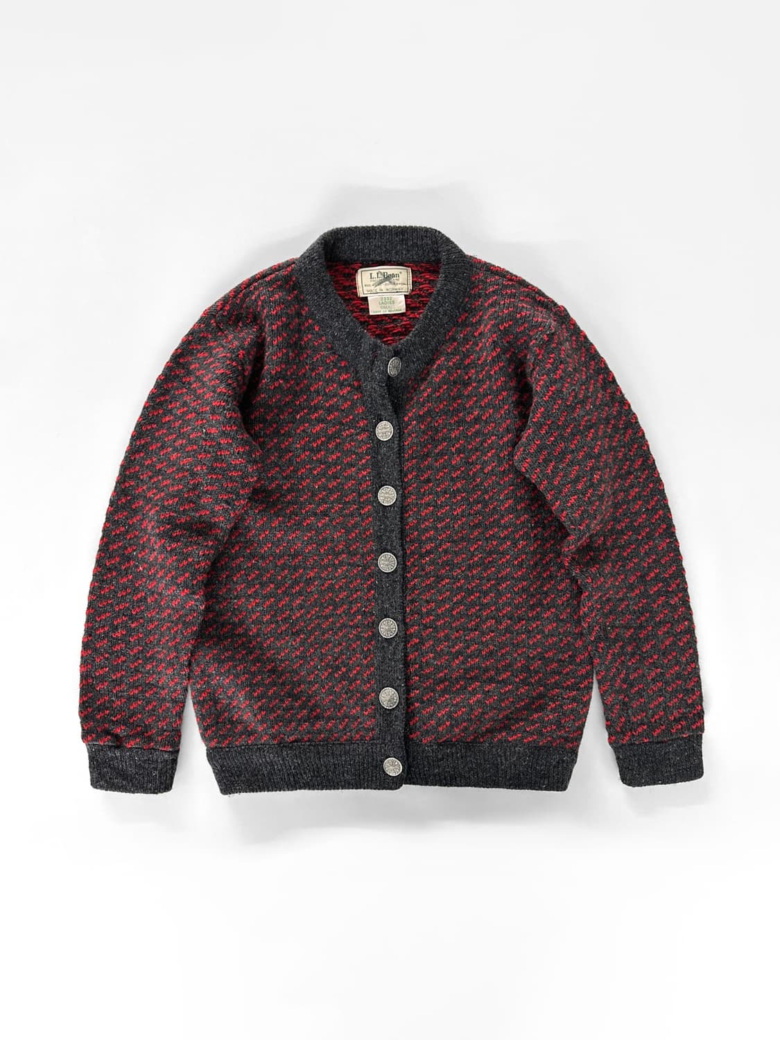 80s 빈티지 엘엘빈 버드아이 패턴 울 가디건 상품이미지1