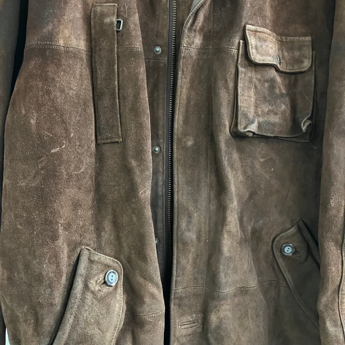 NAB 브라운 소가죽 스웨이드 하프 코트 L 상품이미지4