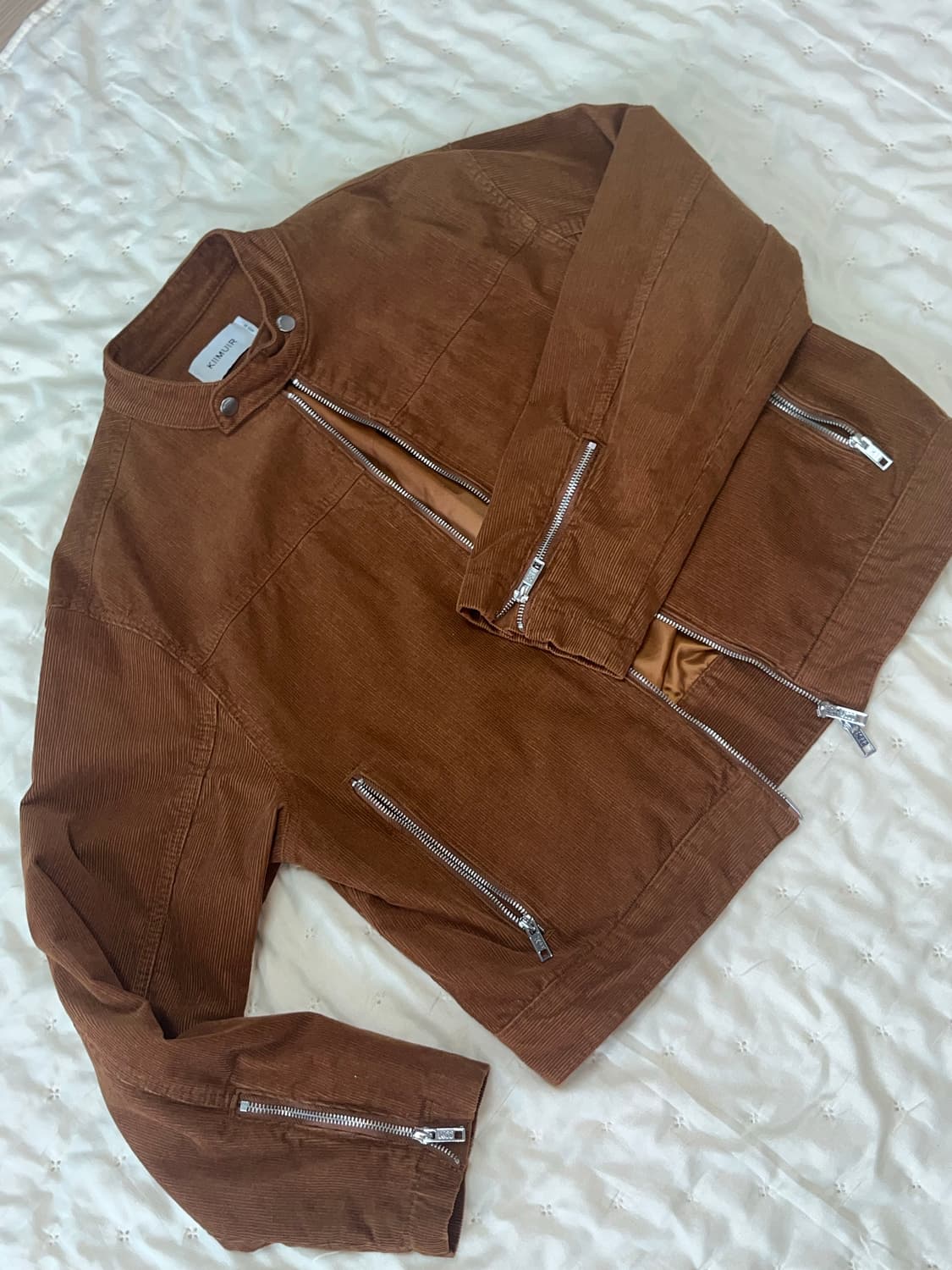 키뮤어 빈티지 워싱 코튼 코듀로이 바이커 자켓_카멜 상품이미지2