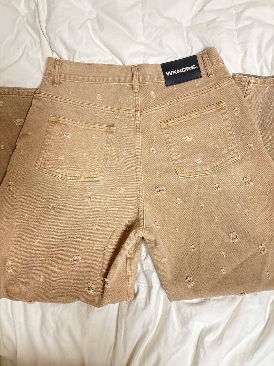 위켄더스 베이지 데님 데미지드 팬츠 상품이미지5