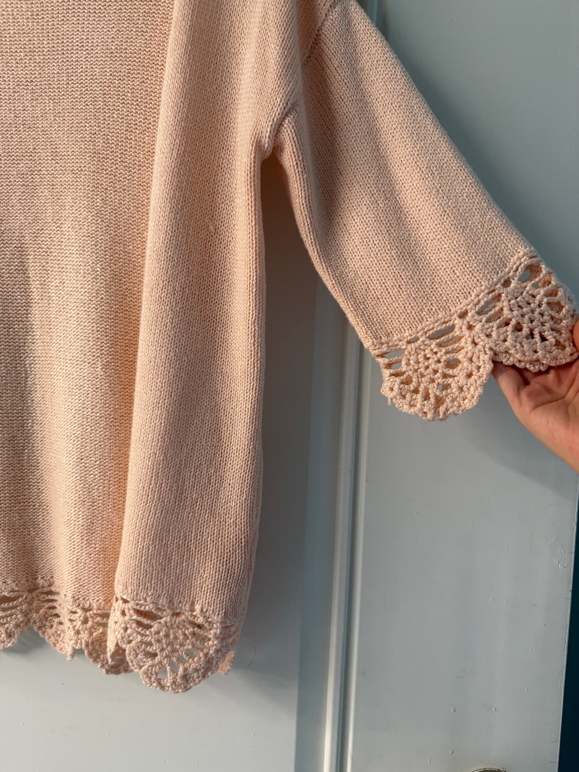 일본빈티지 크로셰 핑크 가디건 상품이미지4