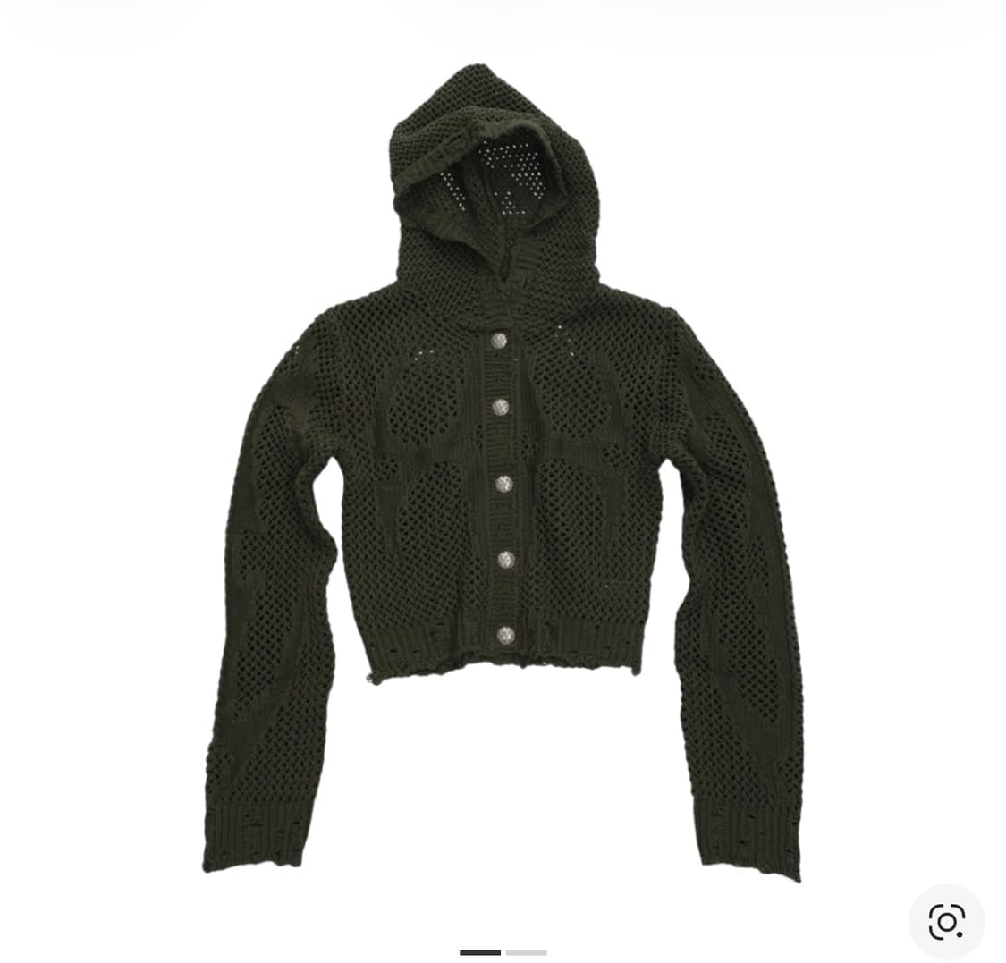 떠그클럽 트라이벌 네트 후드 니트 카키 1 사이즈 상품이미지1