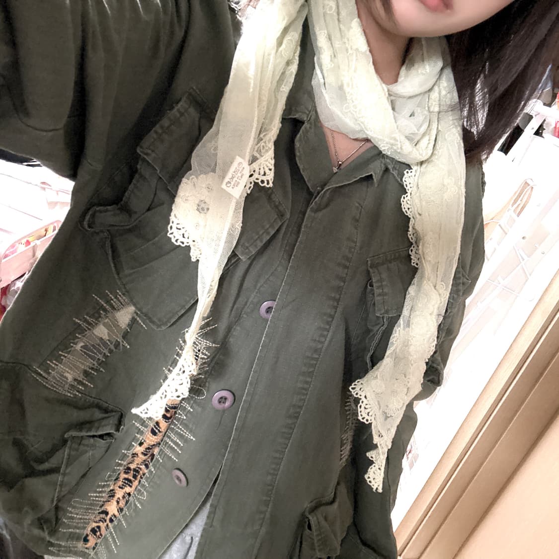 VINTAGE 펑크 호피 카키 야상 셔츠 고스  상품이미지1