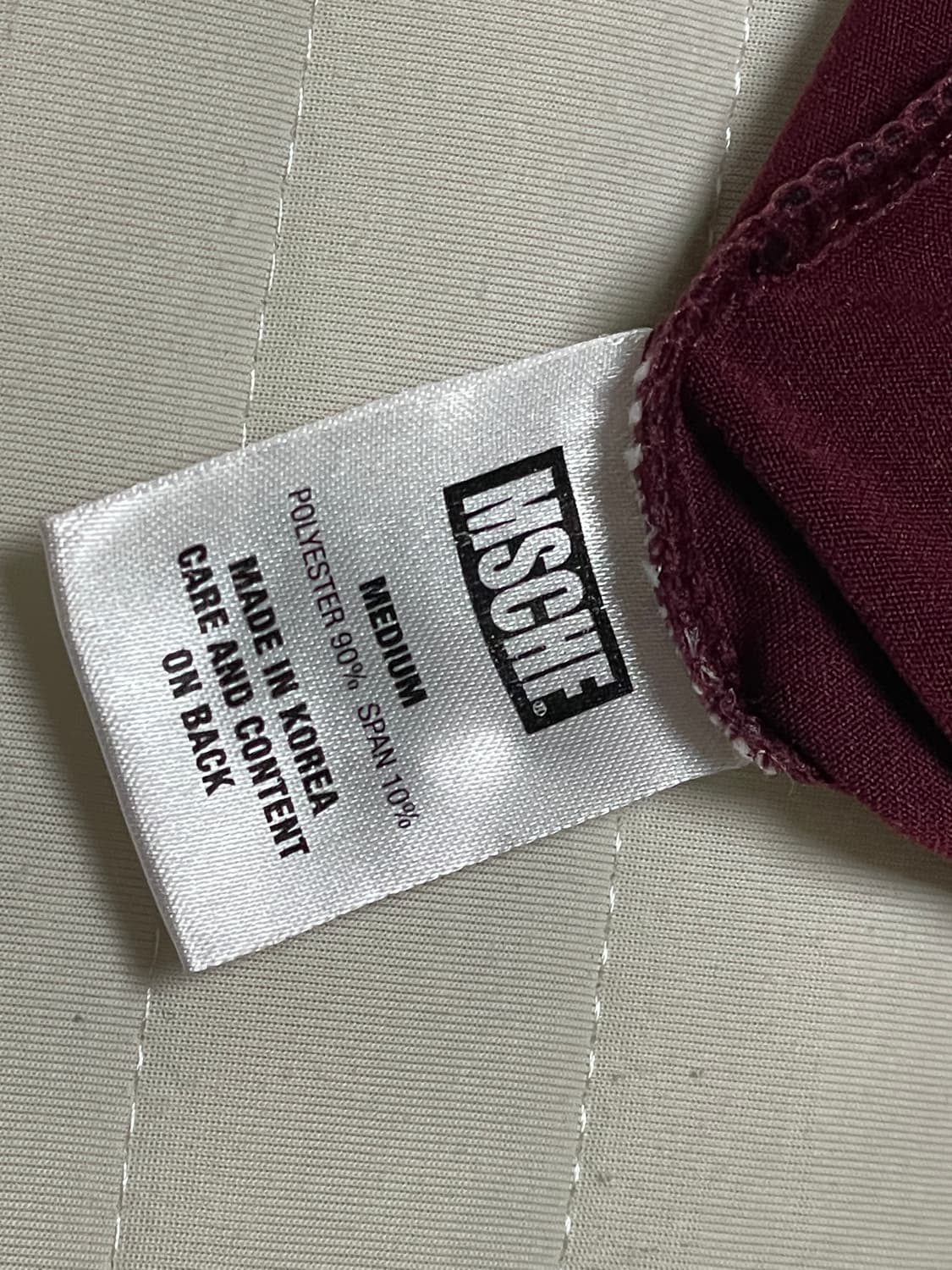 [새상품]구버전 미스치프 18fw 핏티드 웨이스트 밴드 버건디 M 상품이미지7