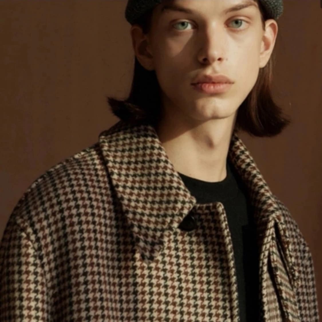 쿠어 오버핏 하운드투스 발마칸 코트 상품이미지3