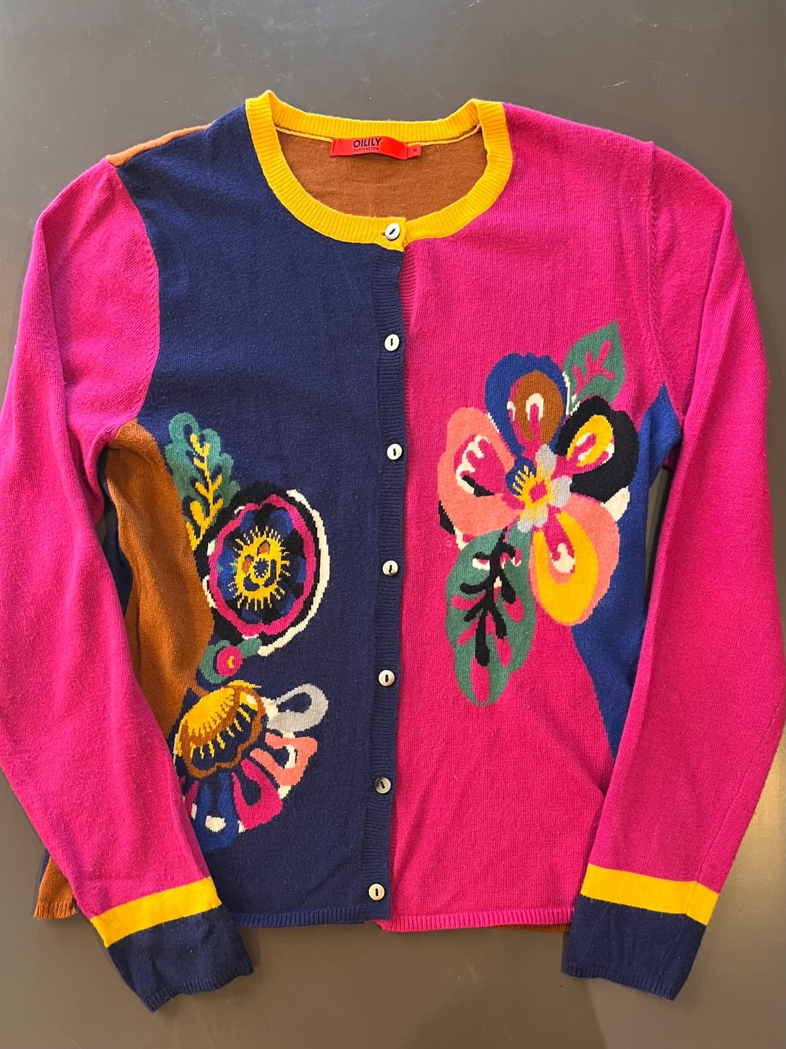 오일릴리 컬러 블록 플라워 가디건 상품이미지4