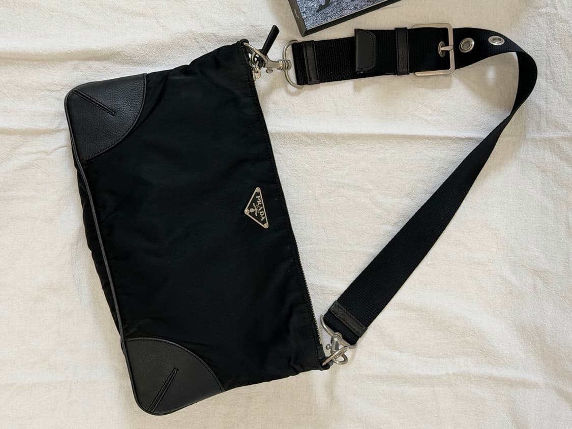 정품 프라다 블랙 포코노 나일론 숄더백 핸드백 상품이미지7