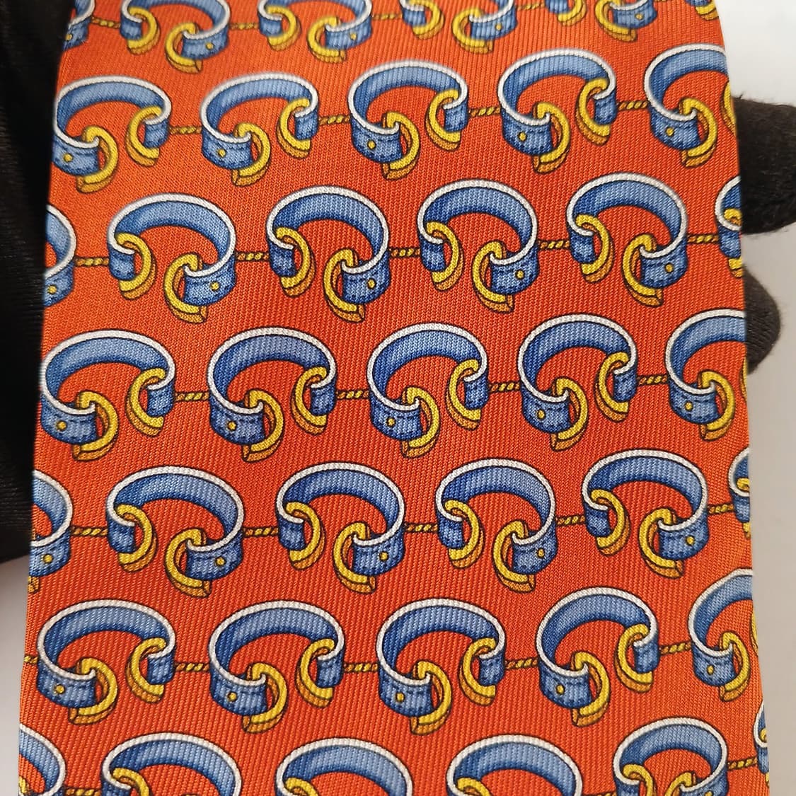 셀린느 실크 오렌지 팔찌 모티브 넥타이 9.5cm A+등급 A19482
 상품이미지8