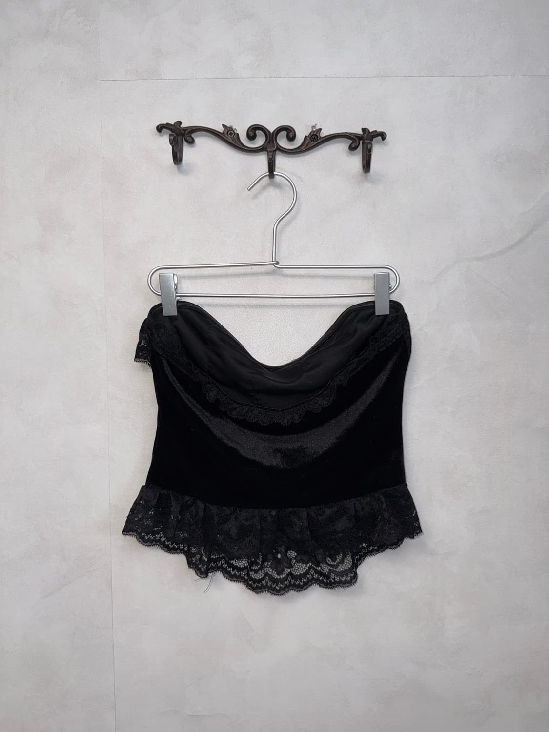 Black velvet lace cross charm tube top 상품이미지6