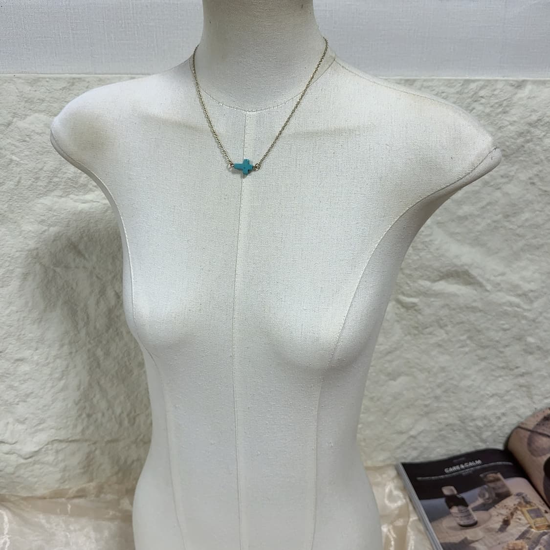 빈티지  터키석 십자가 목걸이 상품이미지1