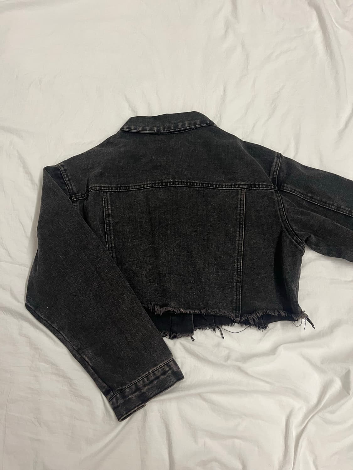 SHEIN 블랙 데님 크롭 자켓 M 상품이미지2