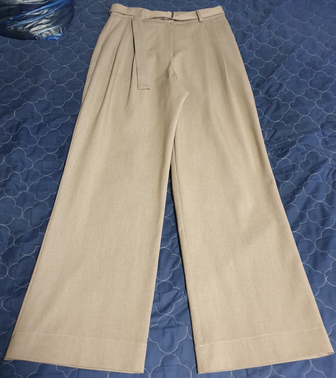 (단종매물) 웰노운 투턱 벨티드 와이드 슬랙스 그레이 브라운 (M) 상품이미지1