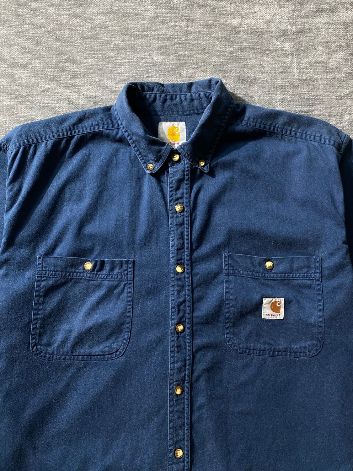 [L] Carhartt 칼하트 네이비 코튼 반팔 셔츠 상품이미지2