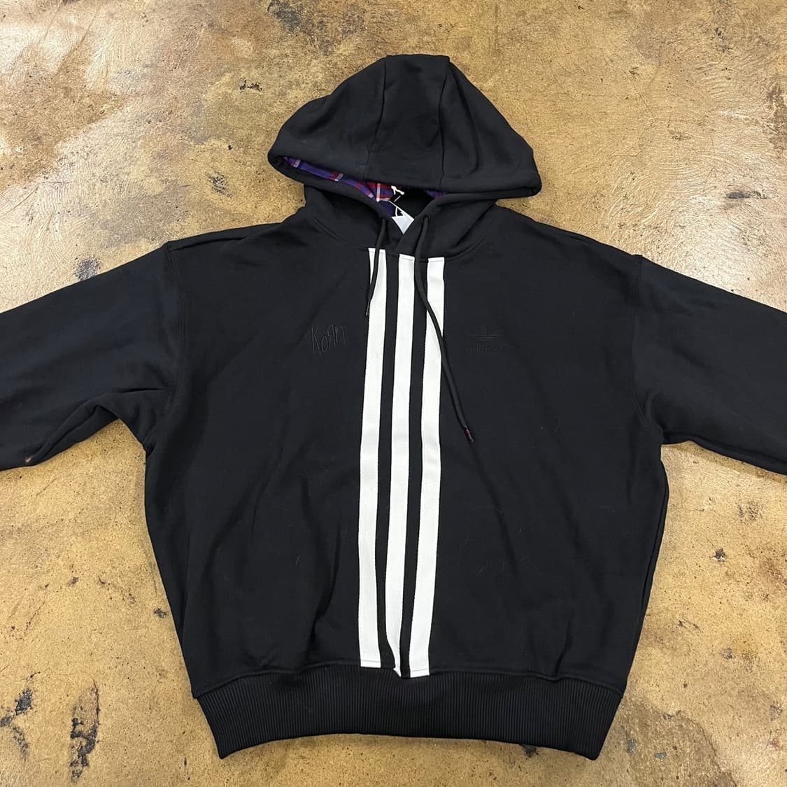 [정품/M] 아디다스 블랙 삼선 후드티 b10 상품이미지3