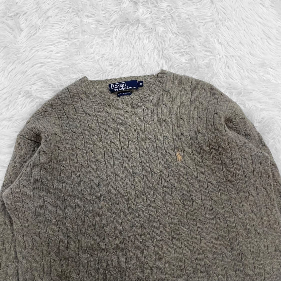 폴로 랄프로렌 포니 로고 케이블 라운드 니트 탄베이지 상품이미지3