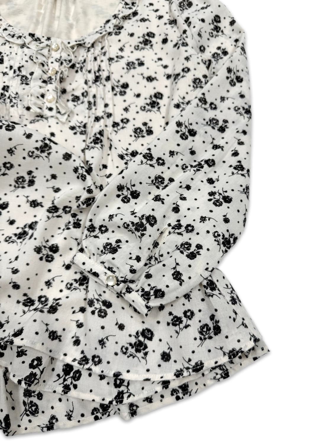 빈티지 로즈 프릴 모리 블라우스 상품이미지5