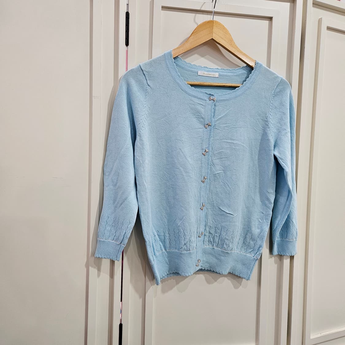 리본버튼 반팔 니트 가디건 상품이미지2