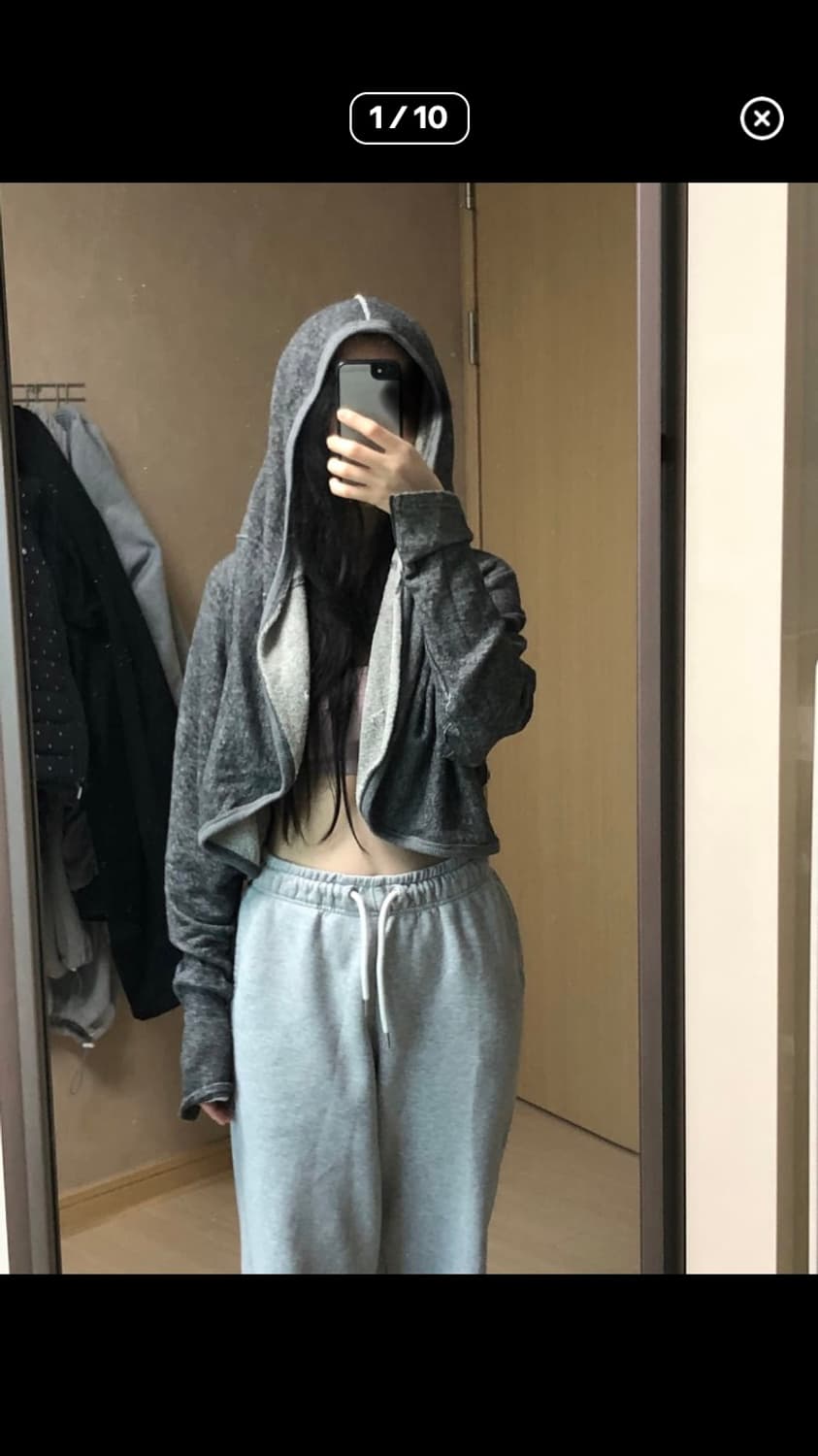 디젤 크롭 후드 볼레로 가디건 그레이 S 상품이미지9
