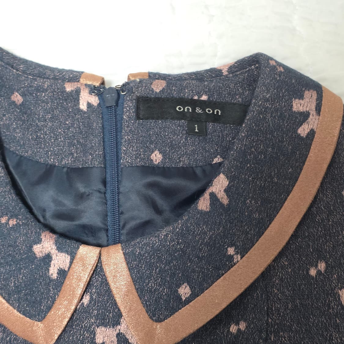 on&on) 빈티지 로맨틱 로리타st 2010s 리본패턴 카라 긴팔원피스 상품이미지4