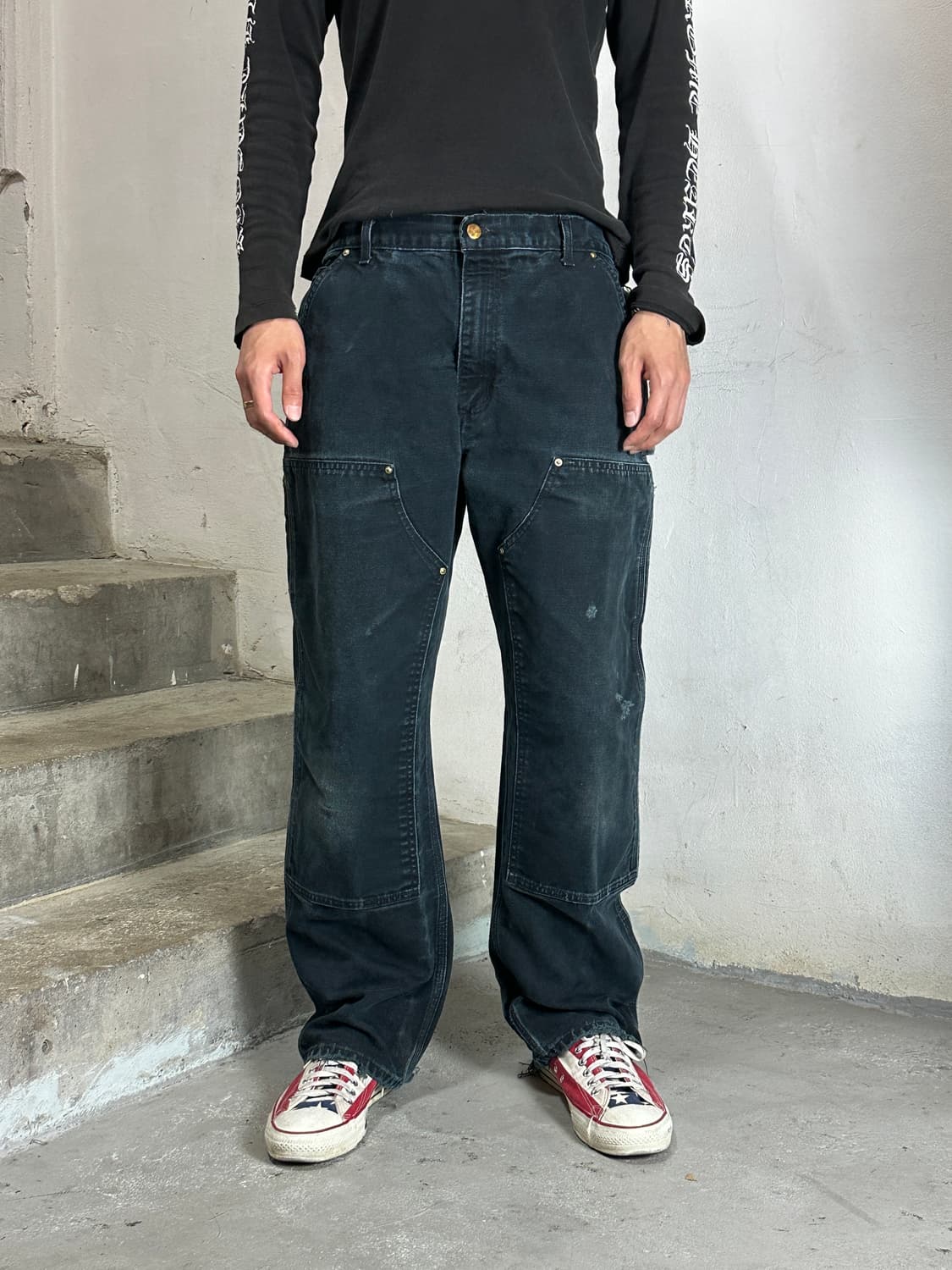 OG USA 칼하트 B01 더블니 블랙 칼하트 썩블니 하드페이딩 상품이미지10