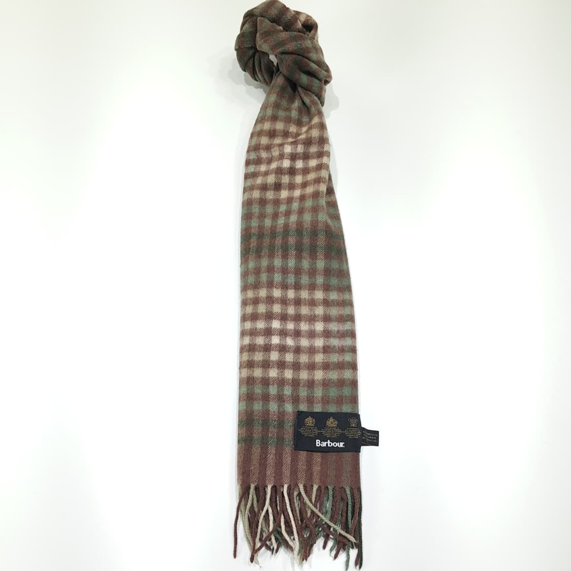 MX545 바버 90s 울캐시미어 체크 브라운 머플러 목도리 상품이미지5
