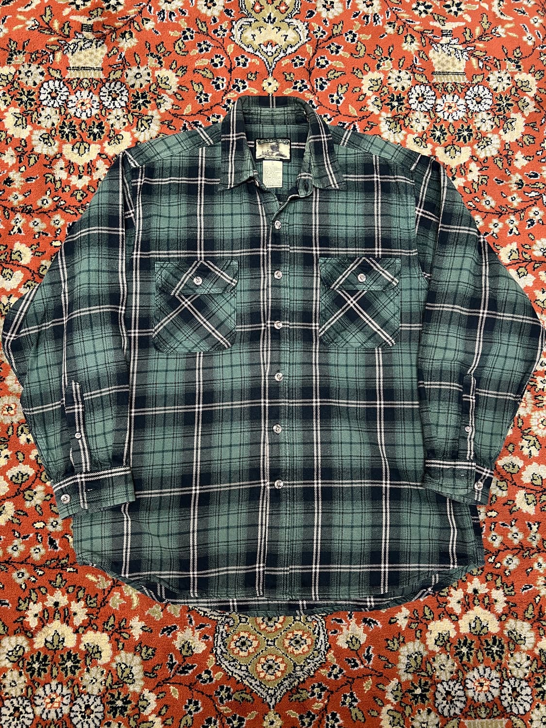[L] FIELD AND STREAM 체크 플란넬 그린 셔츠 상품이미지1