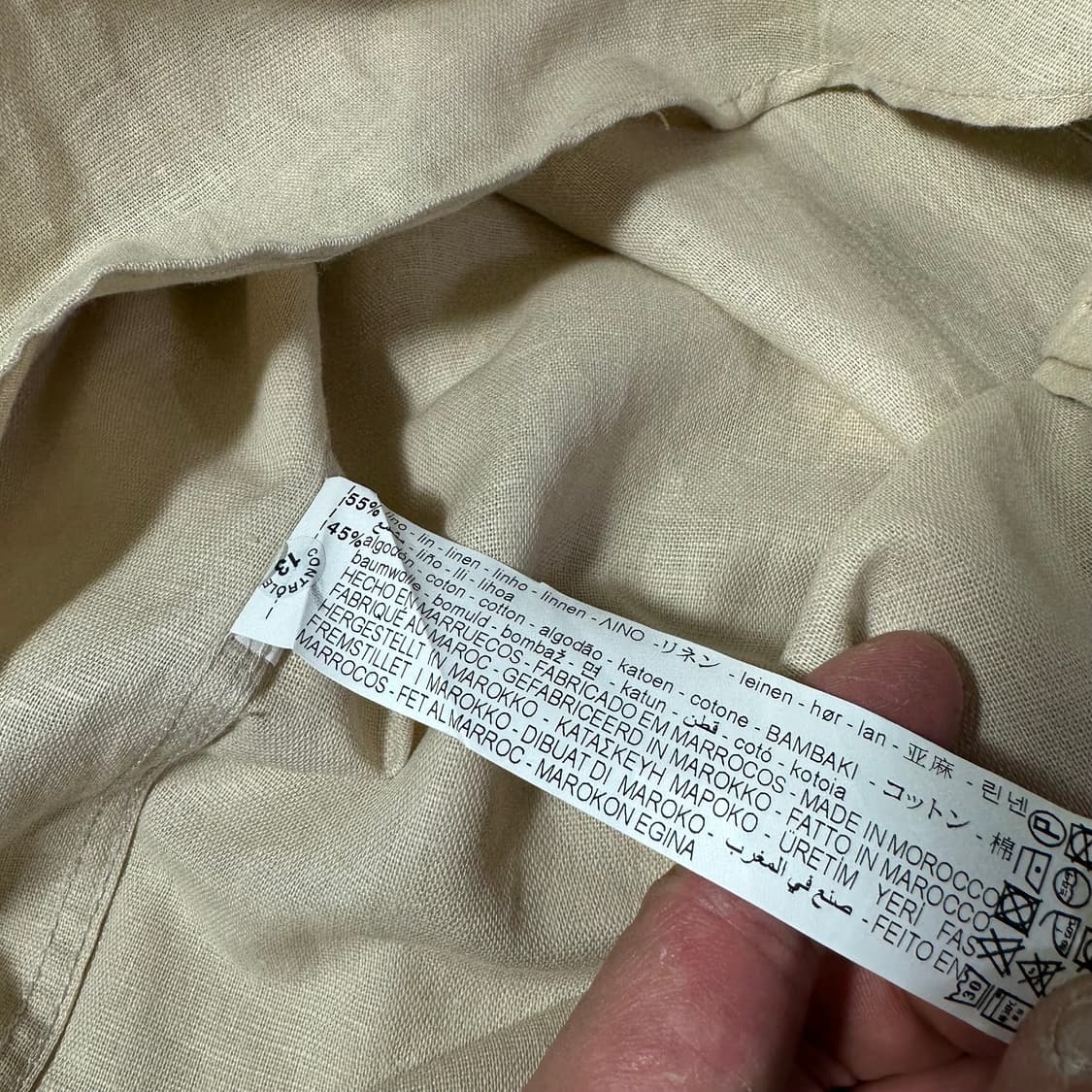 M 95 자라 맨 라이트베이지 논카라 린넨셔츠 상품이미지7