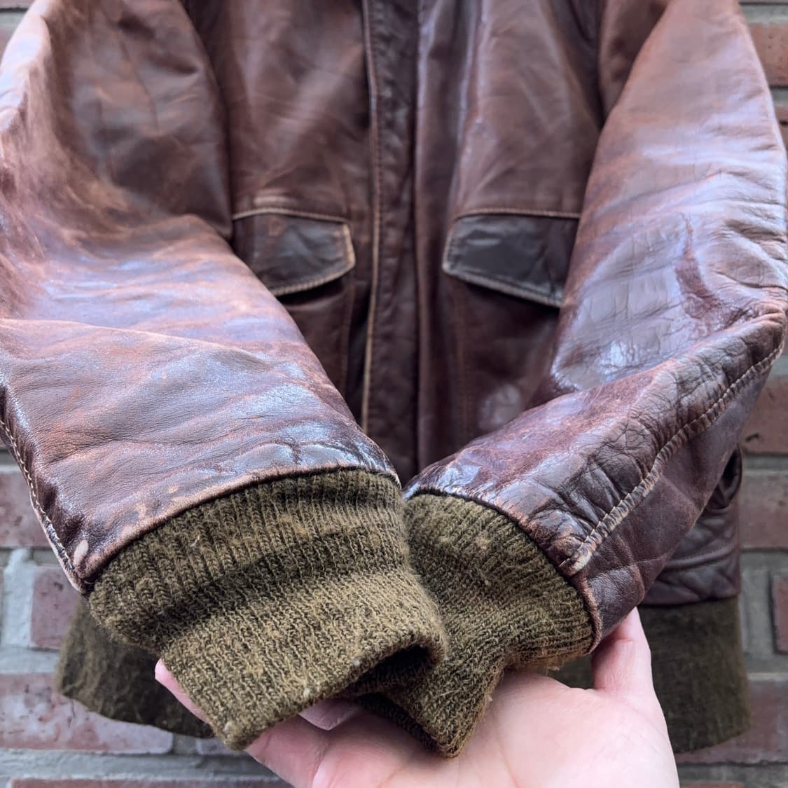 80s USA 쇼트 Schott I.S.674.M.S 레더 플라이트 자켓 상품이미지5