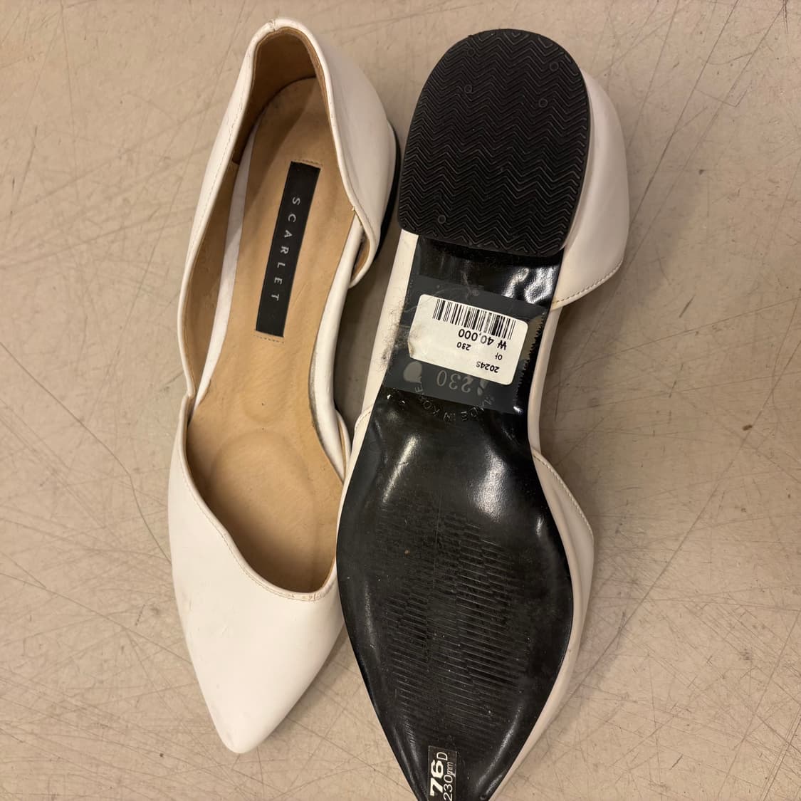 빈티지 크림 컷아웃 구두 상품이미지3