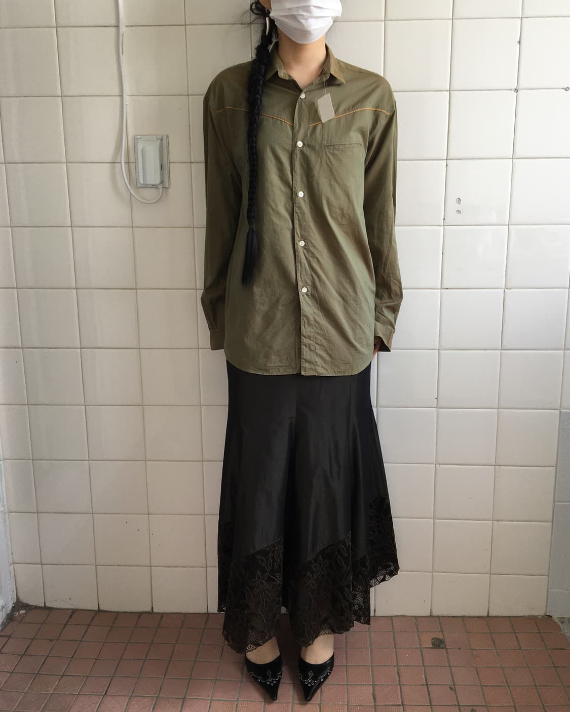 Green glossy shirt 상품이미지8
