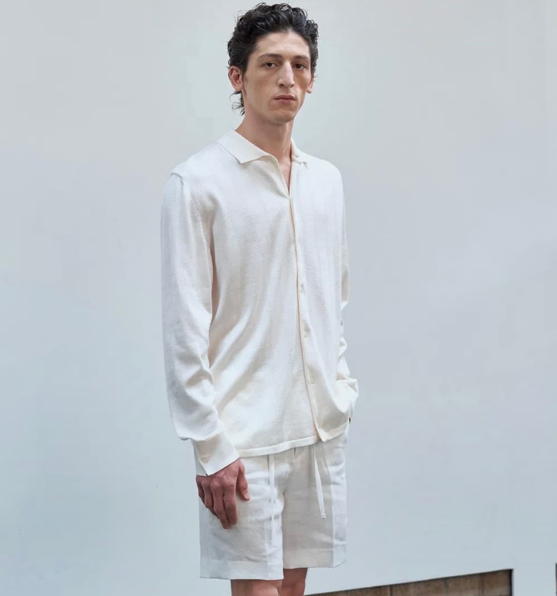 [새상품] 제이리움 코튼 버튼업 니트 셔츠 아이보리 XL 상품이미지1