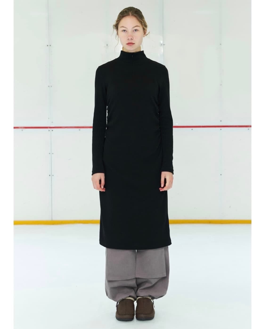 페스토 PESTO 집업 셔링 드레스 블랙 상품이미지2